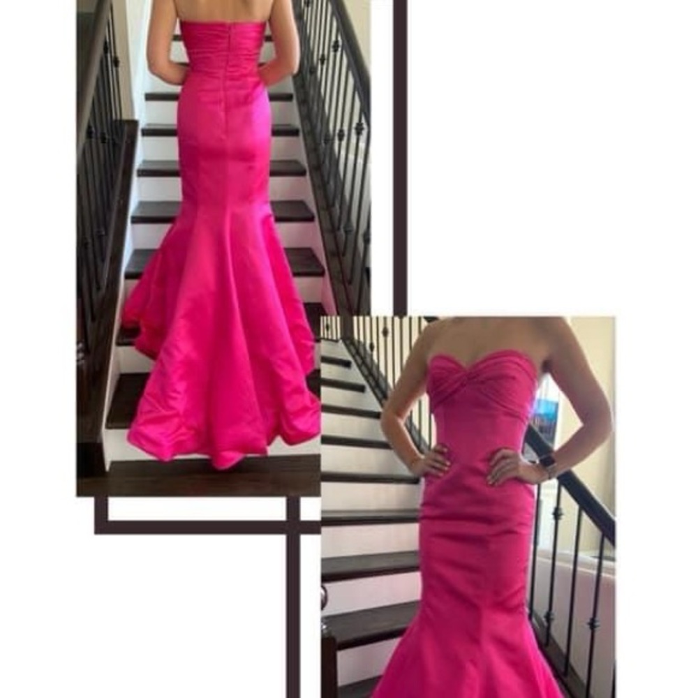 Vibrant Pink Strapless Evening Dress